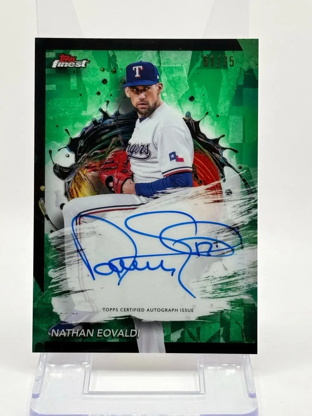 2024 Topps Finest Nathan Eovaldi Green Refractor Auto 61/75 SP Texas Rangers
